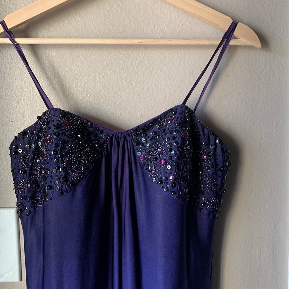 ADRIANNA PAPELL Boutique Purple Ombré Strapless Beaded Gown
